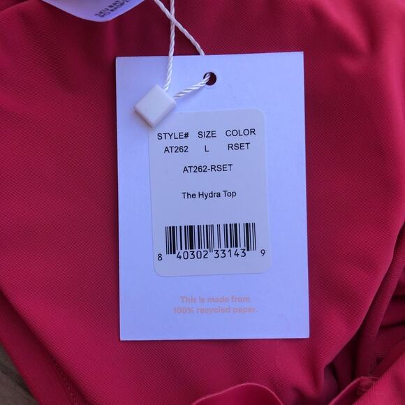 Andie NWT The Feminine Hydra Wide Straps Ruffle Accents Bikini Top Rosette Large - Picture 8 of 11